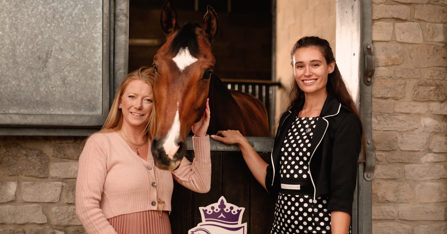 Claire Galer left with the new owner of Derriere Equestrian, Laura Thyer.
