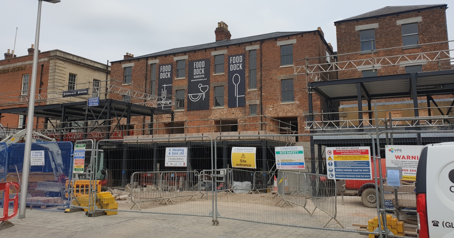 Gloucester Food Dock is already taking shape - ready for the decking, glazing and cladding work to begin this September 2022.