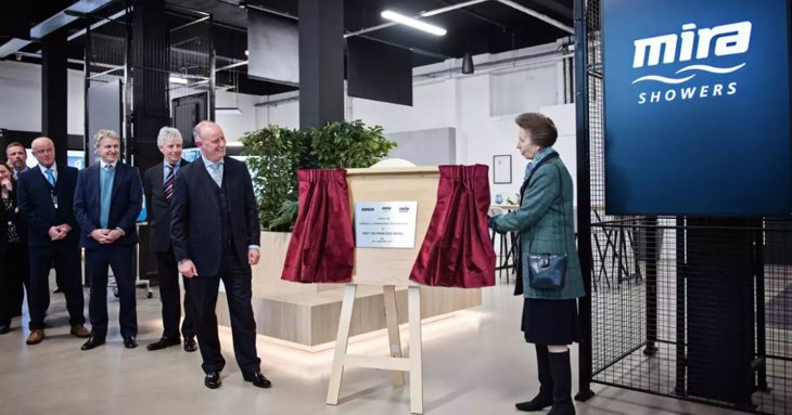 Her Royal Highness, The Princess Royal, officially opened the new innovation facility, Space 100, at Kohler Mira, also known as Mira Showers, in January 2022.