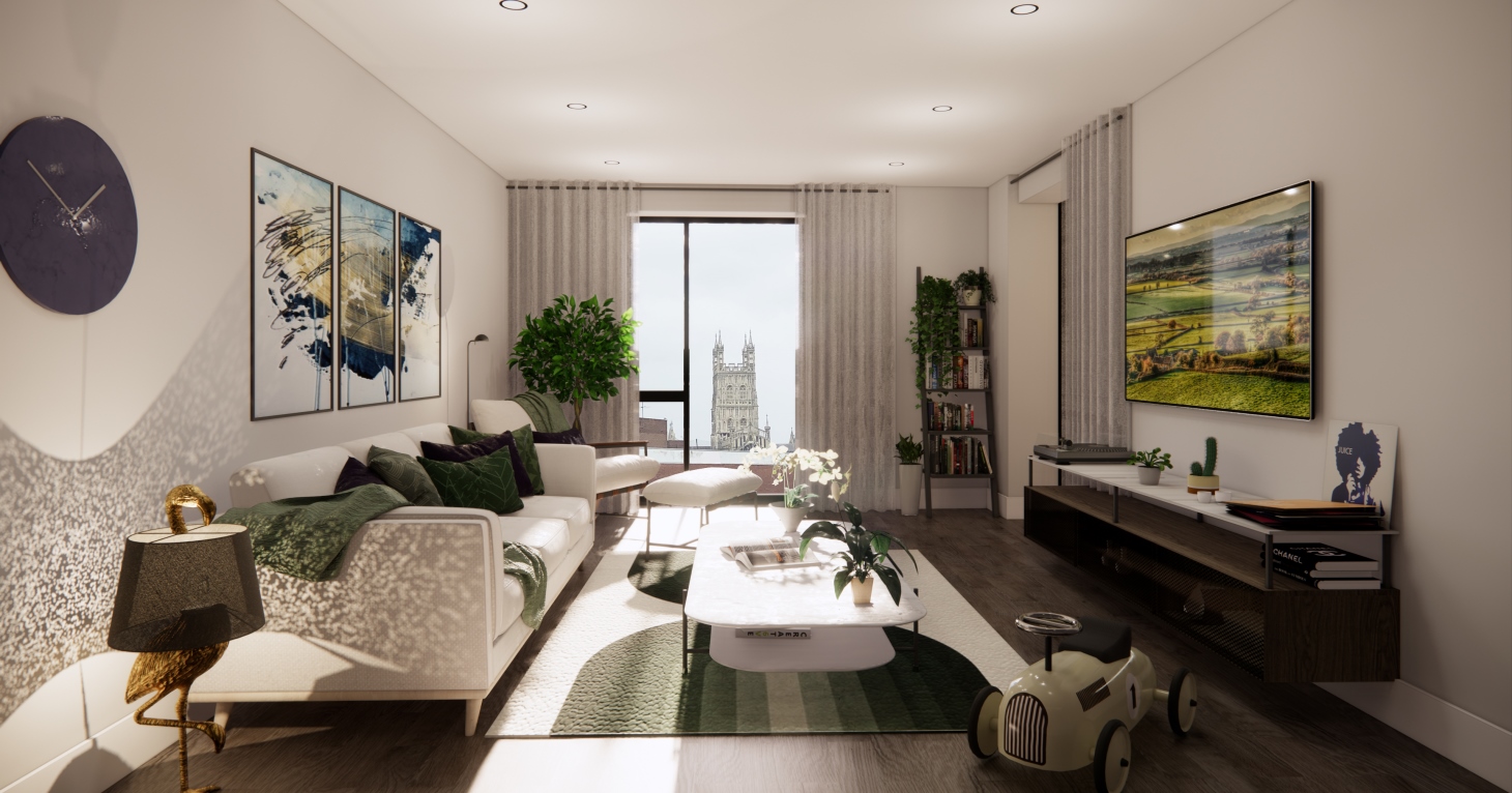 Not quite finished, but buyers are already lining up to get a first look at apartments in The Forum development in Gloucester city centre.