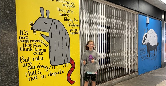 10-year-old artist brightens up city streets with cartoon creatures