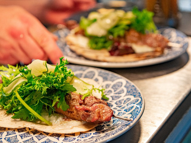 The Bathhurst Arms is serving its organic lamb donner kebab in a homemade flatbread.