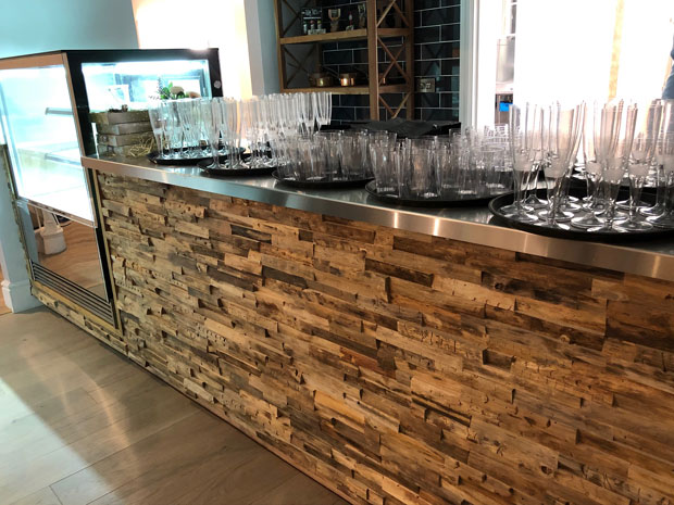 The stunning bar area is a focal point of WOODKRAFT