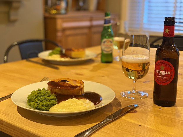 The Suffolk Arms' pub in a box includes classic foodie favourites including pies, mash and mushy peas. And beer, of course.