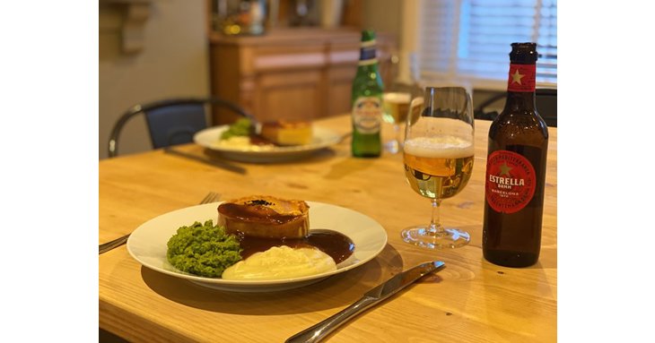 The Suffolk Arms' pub in a box includes classic foodie favourites including pies, mash and mushy peas. And beer, of course.
