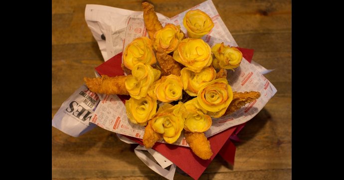 Simpsons launch world's first fish and chips bouquet for Valentine's Day