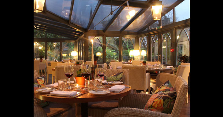 The conservatory at The Beagle Brasserie in The Manor House Hotel, Moreton-in-Marsh