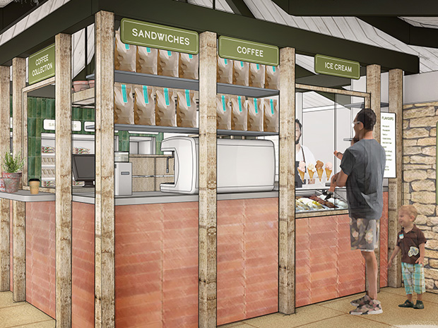 Plus, a walk-in kiosk with a separate ice-cream hatch.