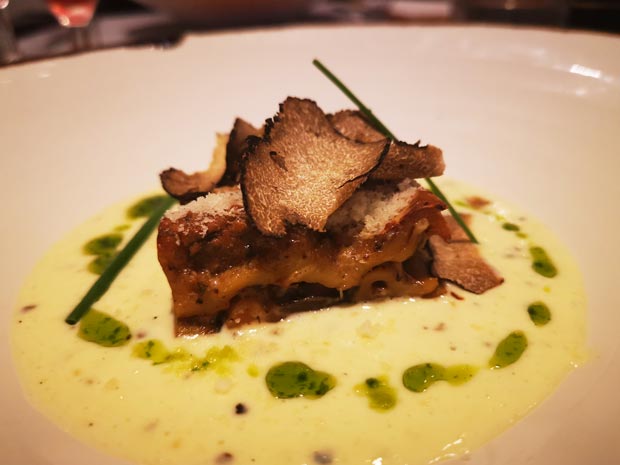 Vincigrassi, wild mushroom and truffle Parmesan cream.