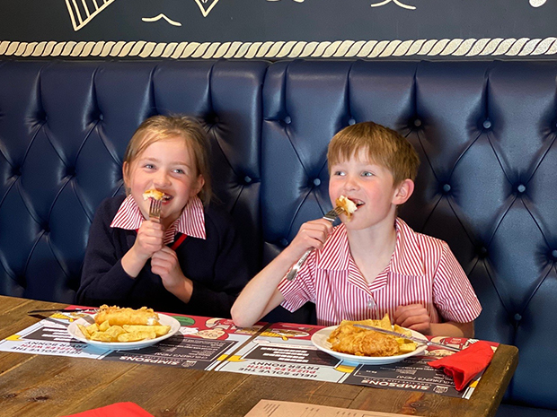 Enjoy a family meal at Simpsons Fish and Chips in Chelteham, with children eating for free during May half term 2021.