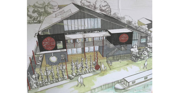 an artist's impression of the new Stroud Brewery with waterfront bar