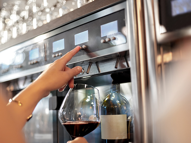 Enjoy wine on tap with the new wine dispensing machine at The Potting Shed at Dormy House in the Cotswolds.