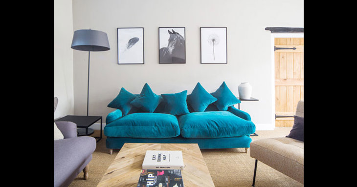 We fell in love with the gorgeous teal sofa at The Bolt Hole