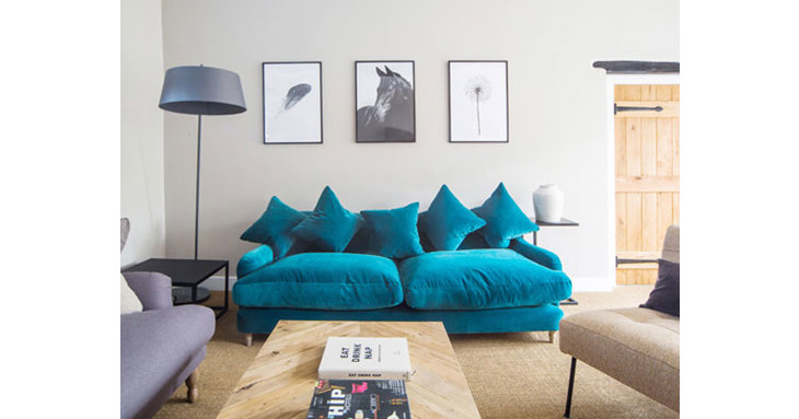 We fell in love with the gorgeous teal sofa at The Bolt Hole