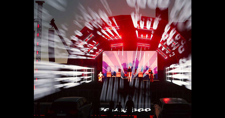 An artists impression of the drive-in concerts at Cheltenham Racecourse.