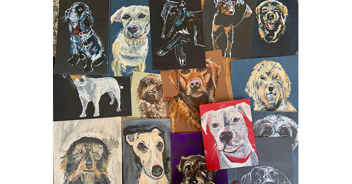 Dog portraits by Gloucestershire artists are raising thousands for charity