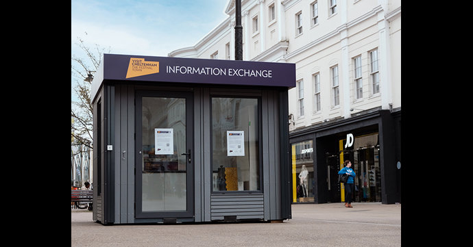 A new visitor information pod is unveiled in Cheltenham