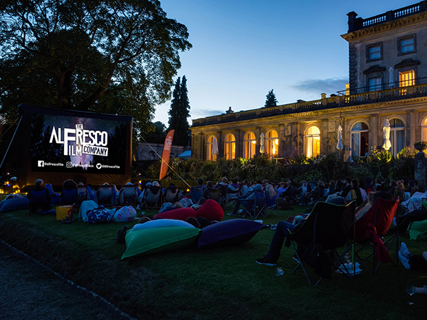 Cowley Manor near Cheltenham provides a beautiful backdrop for Alfresco Film Company screenings of classic movies, this summer 2021.