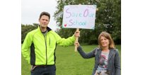 Alex Chalk MP and Anna OConnor were amongst those protesting against the timing of the judicial review against The High School Leckhampton. &copy; Anna Lythgoe.