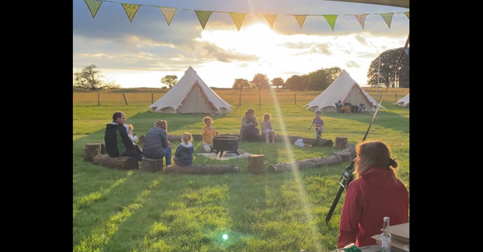 Cotswold Farm Park festival-themed glamping video