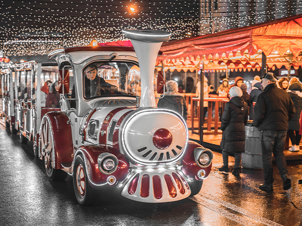 Board the train and watch out for Father Christmas as you journey through the forest lights at Perrygrove Railway this December 2021.