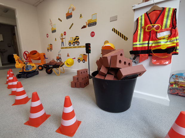 Get building in the construction room.