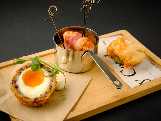 And sensational scotch eggs and sticky sausages.