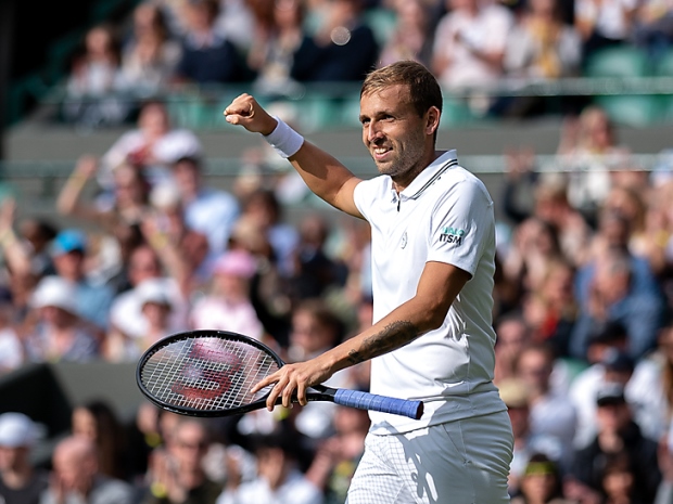 Cheltenham tennis player Dan Evans will be back playing at Wimbledon 2022, this summer. &copy; AELTC/Jon Super.