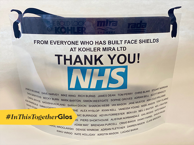 The shower manufacturer, based in Cheltenham, has produced 10,000 face shields for local NHS workers.