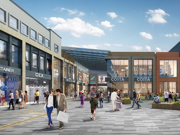 Artists impression of what King's Walk Gloucester will look like when it is transformed in 2019