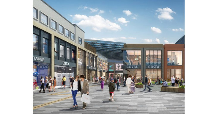 Artists impression of what King's Walk Gloucester will look like when it is transformed in 2019