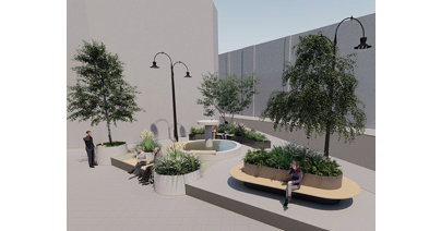 The area around the Clarence Fountain at Boots Corner in Cheltenham will be turned into a family-friendly pocket park with accessible seating in 2022.