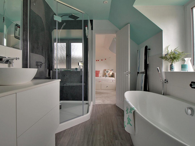 Both the ensuite and family bathrooms feature double width showers with rainforest shower heads, as well as a freestanding tub in the family bathroom too.