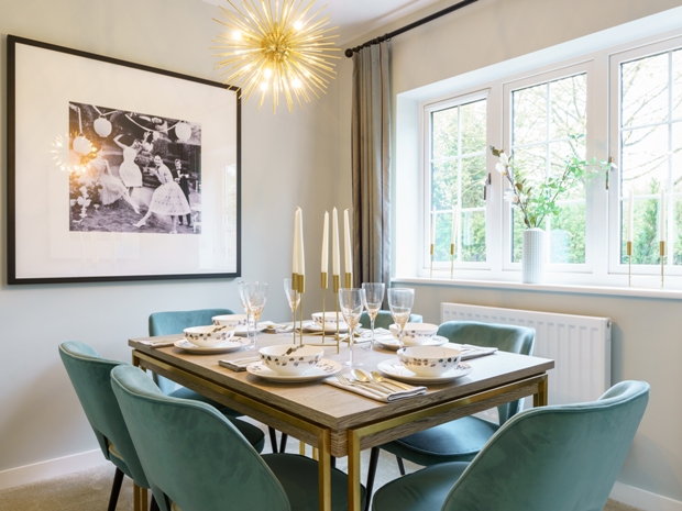 The home has a spacious dining room.