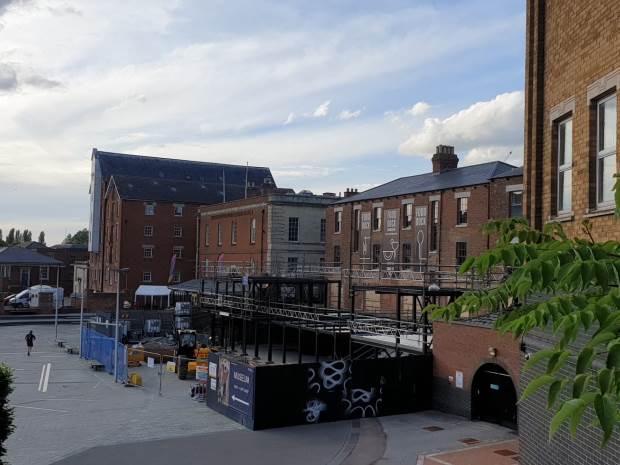 The site of Gloucester Food Dock, overlooking the Victoria Basin, where various waterside buildings are currently being transformed into a new foodie destination.