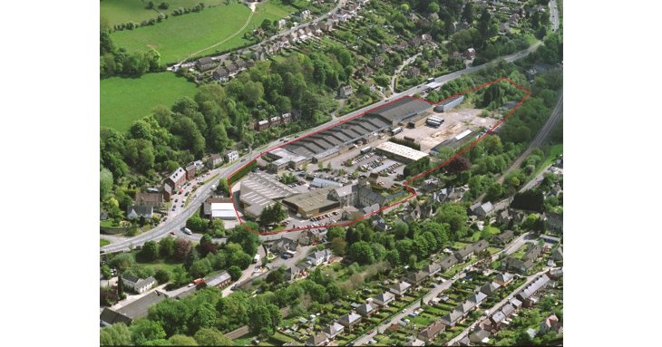 An aerial view of the historic Brimscombe Port, South East of Stroud, shows the outline of the site earmarked for development.