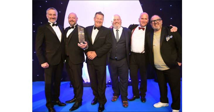 Jon Pitman second from left celebrates with other members of the Cold Clad team at the UK-wide TCS&D Awards 2021.