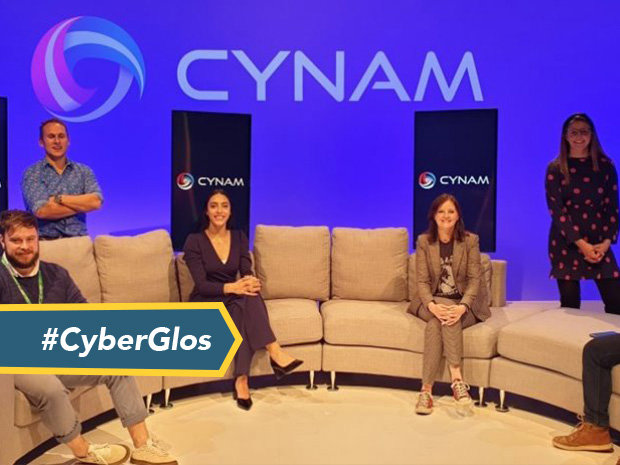 Looking back at CyNam 20.3: Ben Heathfield, of Bamboo Technology Group Ltd, Chris Dunning-Walton, managing director at InfoSec People Ltd, Lauren Bennett, student at Wyedean School and CyberFirst ambassador, Clare Bourne, Operations and Innovation Manager at CyNam and Madeline Howard, Global Information Security co-ordinator at Sage and a director of CyNam.