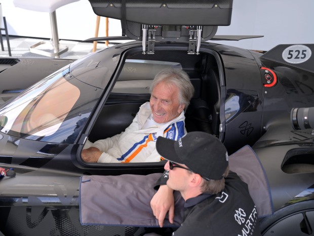 Five-time Le Mans winner Derek Bell MBE, one of the development drivers for McMurtry Automotive in the Spirling at the Goodwood Festival of Speed.