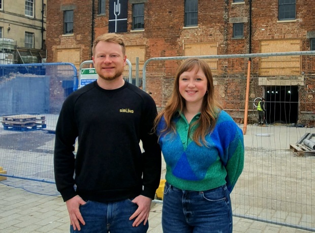 Felix and Cicely Elliott-Berry of Sibling Distillery outside the Gloucester Food Dock site.