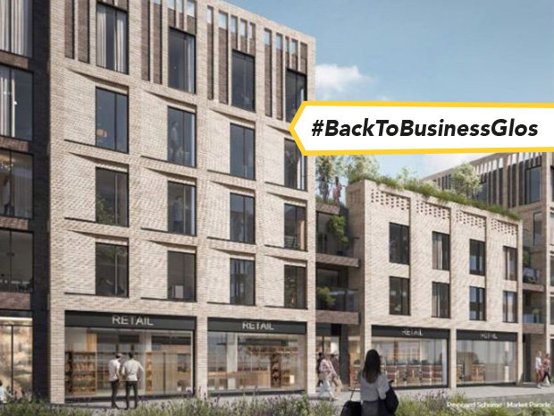 An artist’s impression of the new buildings now given permission to be built along Market Parade in Gloucester as part of The Forum development.