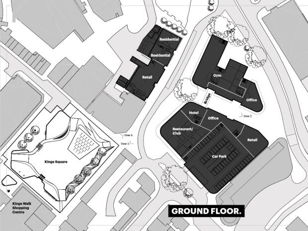 From above A map of the King's Quarter from above showing the new Forum development