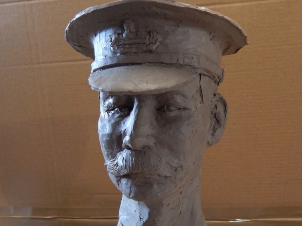 A clay bust of George Hyett, one of the names Lest we forget sculptor Caroline Horwood, is preserving on the memorial for Mitcheldean and Abenhall parish.