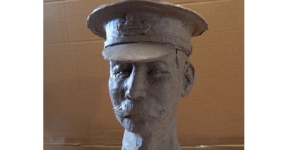 A clay bust of George Hyett, one of the names Lest we forget sculptor Caroline Horwood, is preserving on the memorial for Mitcheldean and Abenhall parish.