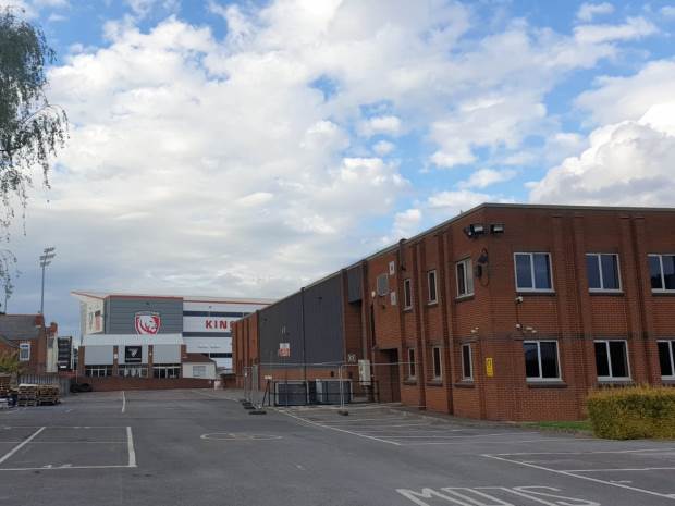 A view from the Catherine Street entrance to the site of Gloucester Rugby's new training facilities and commercial headquarters.
