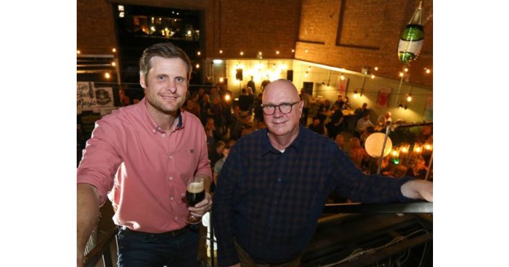 Jared Brown, Gloucester Brewery's founder and managing director, with the business's project manager, Jan van der Elsen, at its is Warehouse 4 bar.