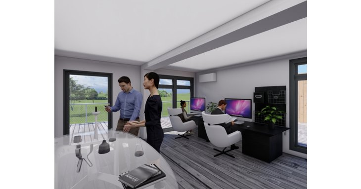 An artists impression of the Tech Box Park interior at Hartpury University and College, which has just named its first occupier  Novazera.