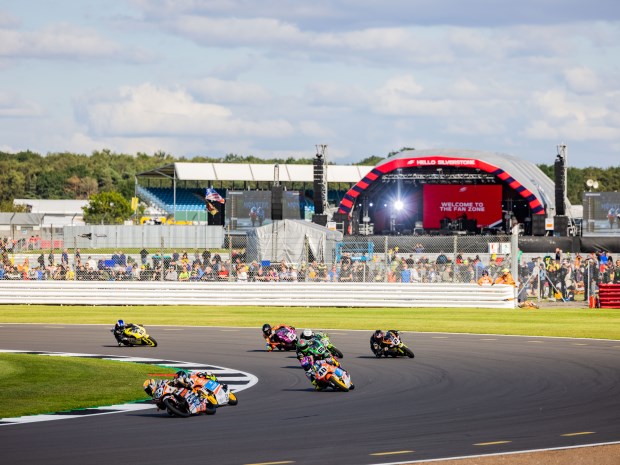 Action from the Moto GP at Silverstone on Sunday 29 August 2021 - which marked Freemans Event Partner's 40 years in business with the world famous venue.