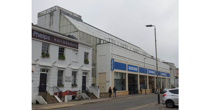 The Regent Street side of Regent Arcade as it looks now November 2021, with the new Decathlon store on the ground floor.
