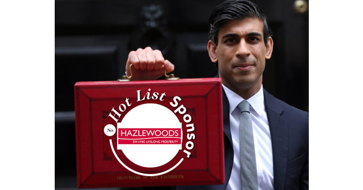 Chancellor Rishi Sunak outside 11 Downing Street, holding aloft the iconic red case containing his autumn Budget 2021.